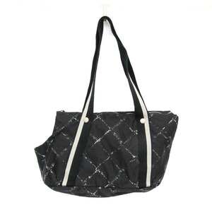 Chanel Old Travel Line Pet Carrier Bag Men,Women Nylon,Canvas Boston Bag Black